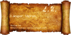 Langer Ugron névjegykártya